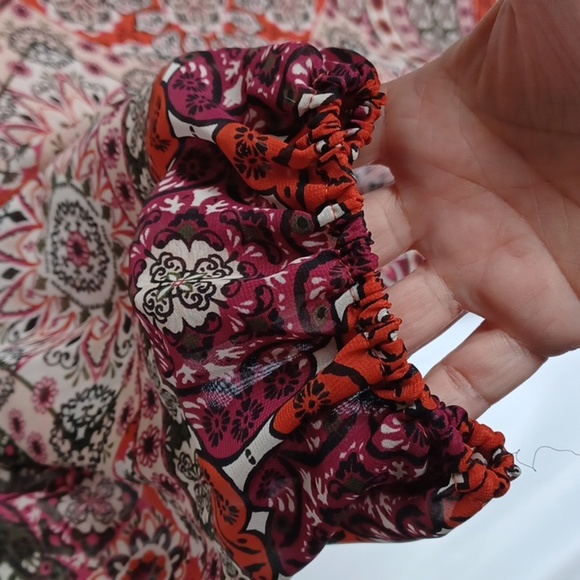 VINCE CAMUTO Womens Orange Tie Lined 3/4 Sleeve Split Shift Dress sz 8 - Picture 6 of 10